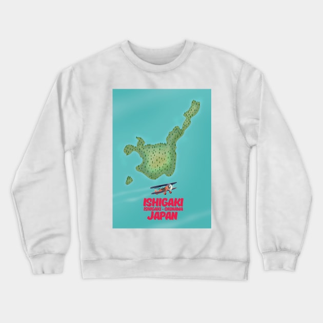 Ishigaki Japan map Crewneck Sweatshirt by nickemporium1